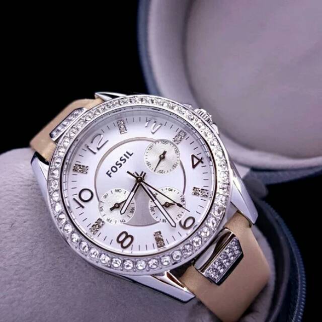 Jam tangan wanita Fossil ES3889 leather ori BM