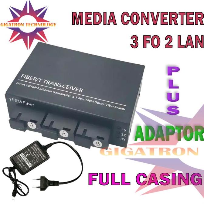 Media Converter 3 Port FO 2 Port LAN / Switch Fiber 3 FO 2 SC