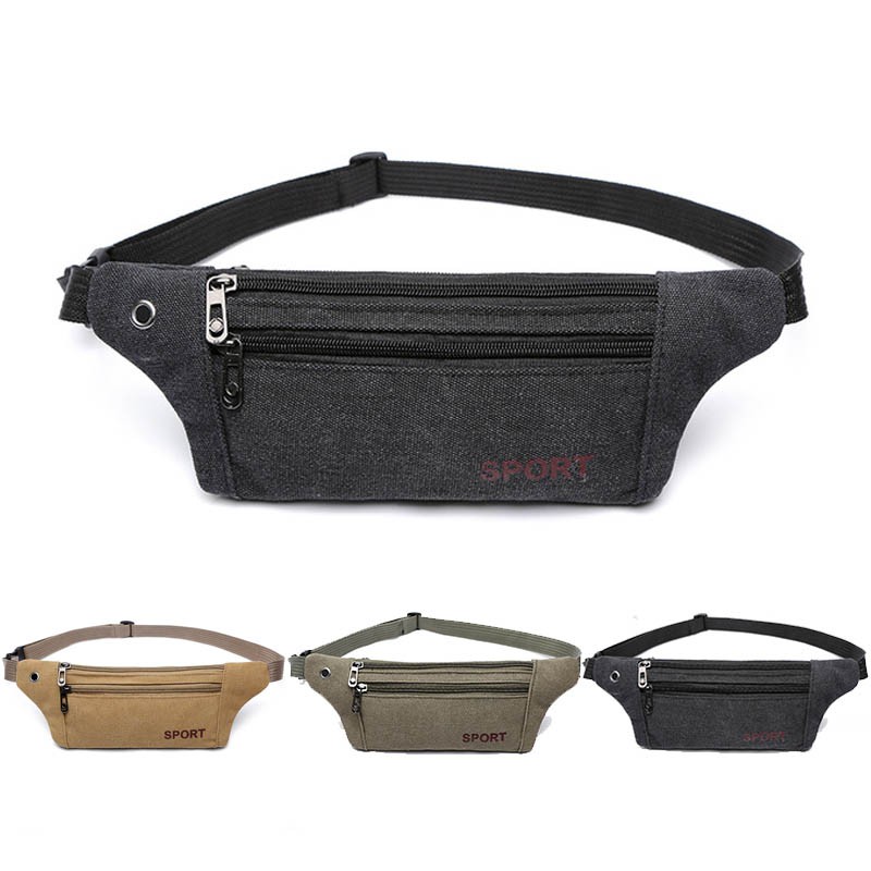 Tas sabuk kanvas baru, Pria dan wanita tas sabuk, Rekreasi luar ruangan menjalankan tas sabuk