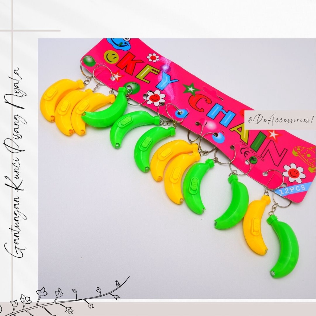 Gantungan Kunci Pisang / Gantungan Kunci Nyala / Gantungan Kunci Buah / Gantungan Kunci / Gantungan Kunci Senter