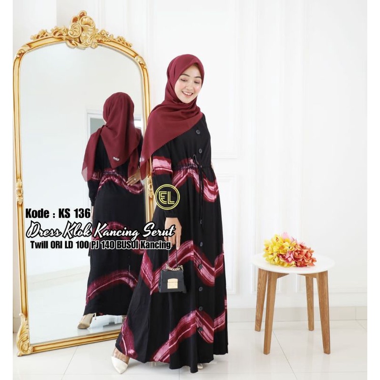 motif terbaru gamis twill ori batik elzhaf KS 136