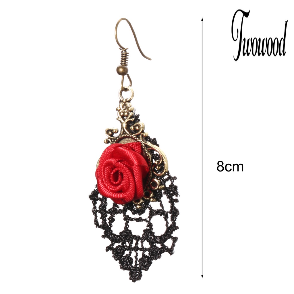 1 Pasang Anting Hook Desain Mawar Merah Model Hollow Untuk Wanita