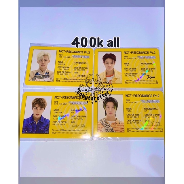 id card / id nct 2020 jaemin jeno xiaojun yuta