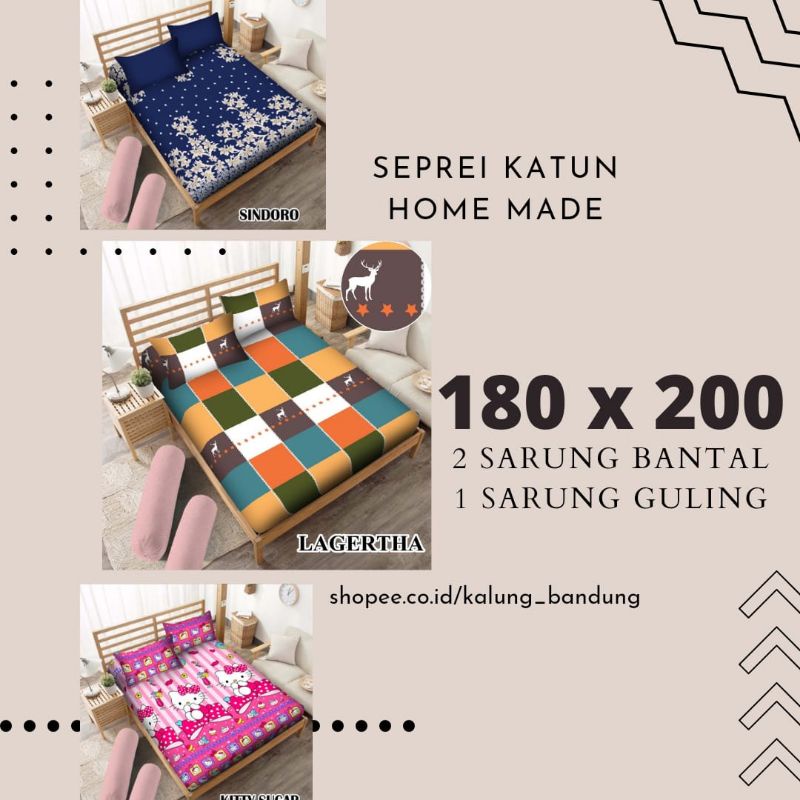 SPREI 180x200 HOMEMADE KATUN MOTIF NO 1  KARAKTER BERKUALITAS BAHAN MIRIP KINTAKUN