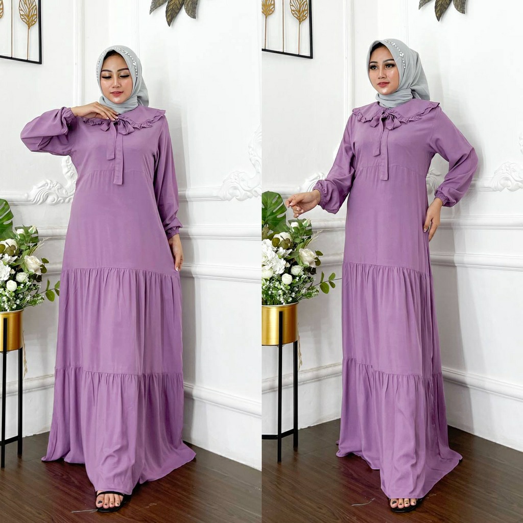 KINAN MAXY DRESS Gamis Bahan Katun Twill Korean Dress