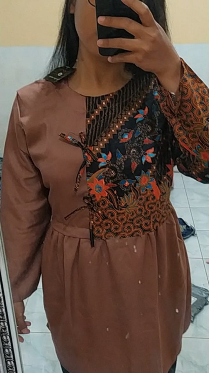 Tey-17 Batik Wanita Asj Sa Hrb026 Kenongo Kemeja Tosca Pendek
