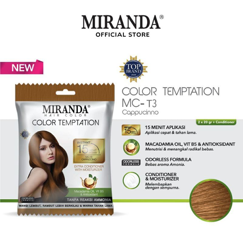 ~ PIYOSHI08 ~ Miranda Hair Color Temptation 20ml Miranda Pewarna Rambut Sachet PC34