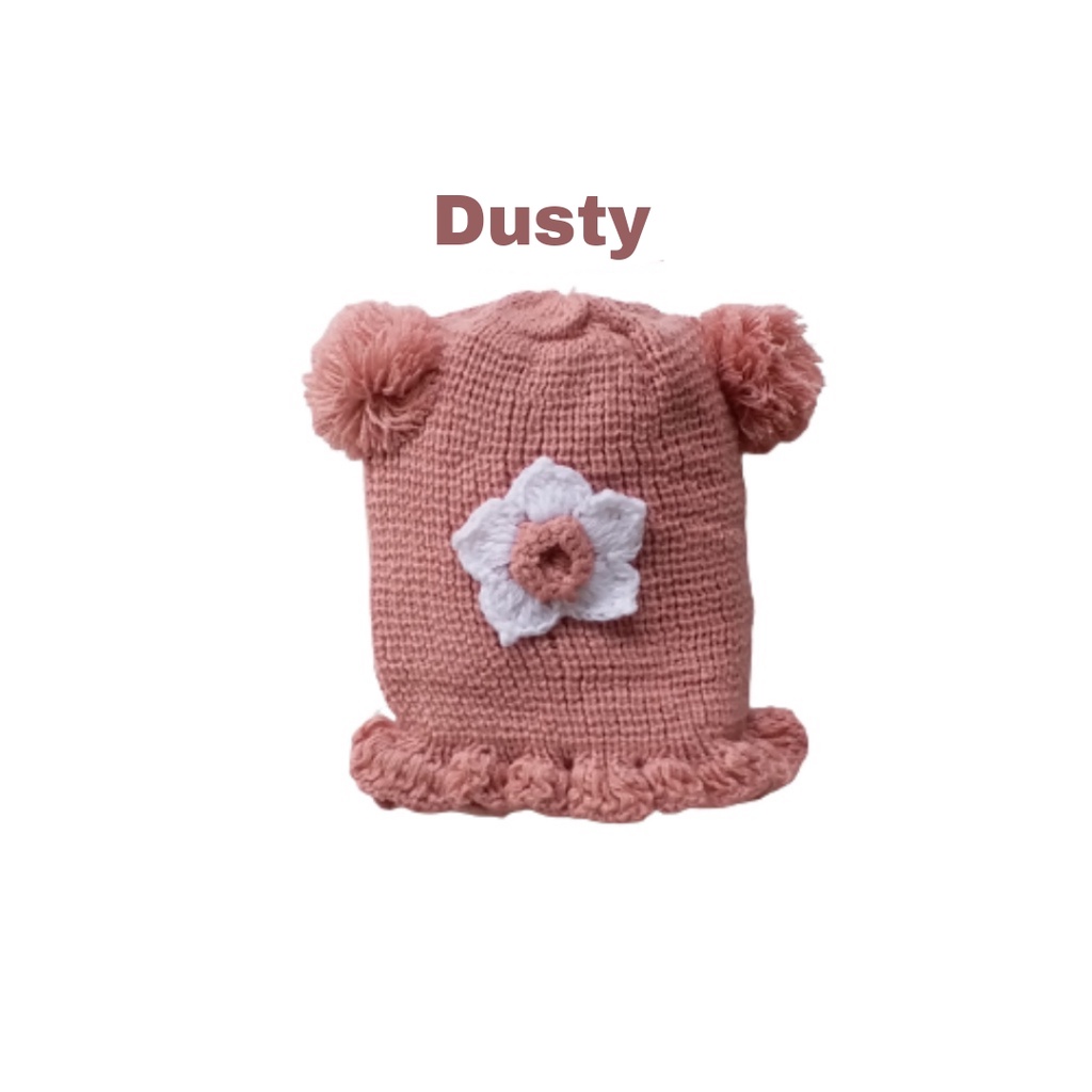 LittleAaron KUPLUK RUFFLE FLOWER (G) Topi Anak Lucu Model kupluk Usia 0 Sampai 3 Tahun Kualitas Terbaik