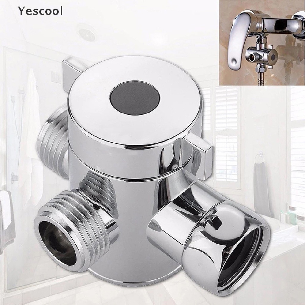 Yescool 1/2 Inch Shower Arm Mounted Diverter Three Way T-adapter Valve For Shower Head .