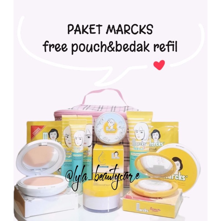 MARCKS PAKET LENGKAP FREE POUCH + bedak refil