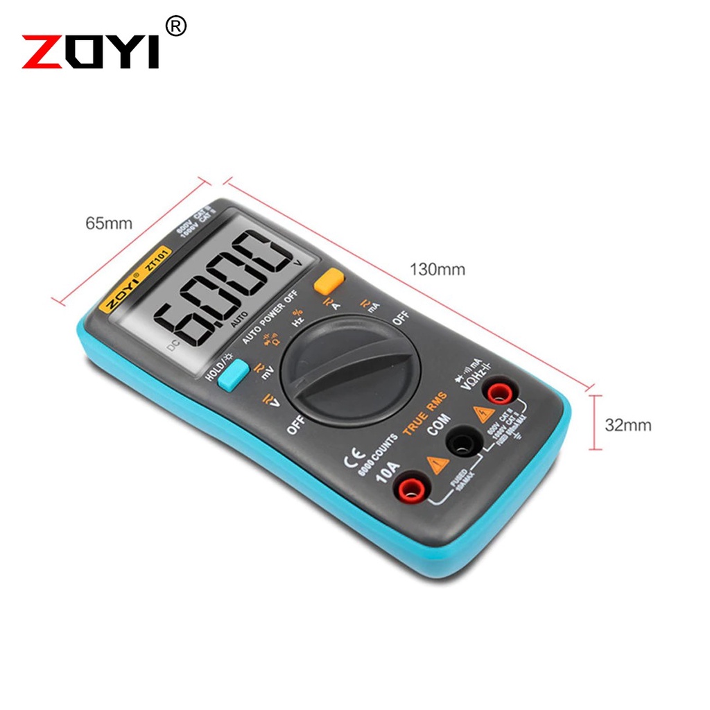 Zoyi ZT101 Digital Multimeter 6000 counts Backlight AC Current DC Current Resistance Auto Off