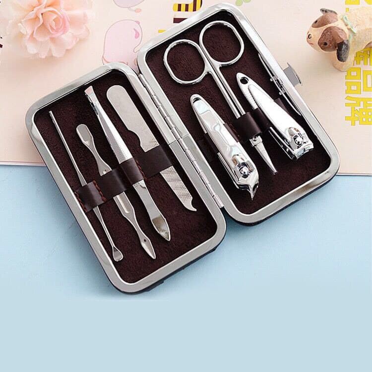 ASK.id - Peralatan Menicure 7in1 Mini Stainless Stell Gunting Kuku Portable Tools Set+Dompet ISI7