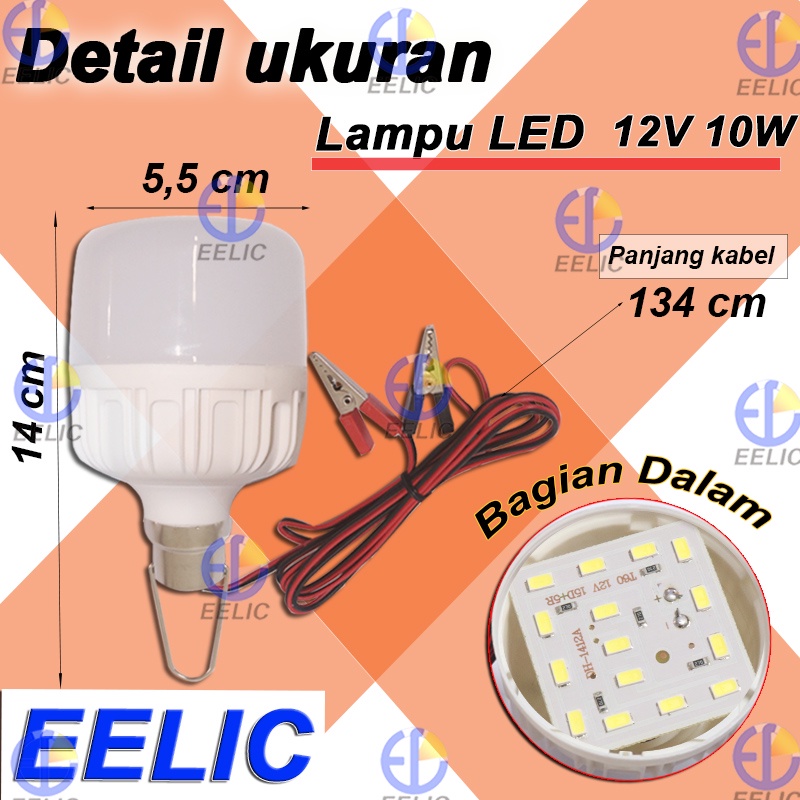 EELIC LAU-DC12V -10W lampu dc  12 volt cahaya putih terang daya 10 watt