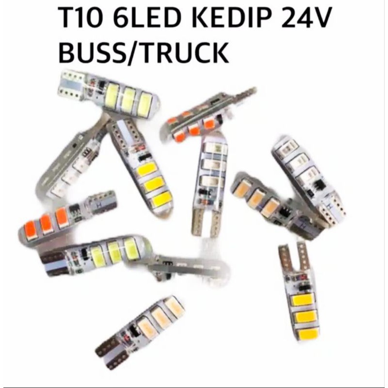 Lampu senja LED T10 6 LED DC 24 Volt