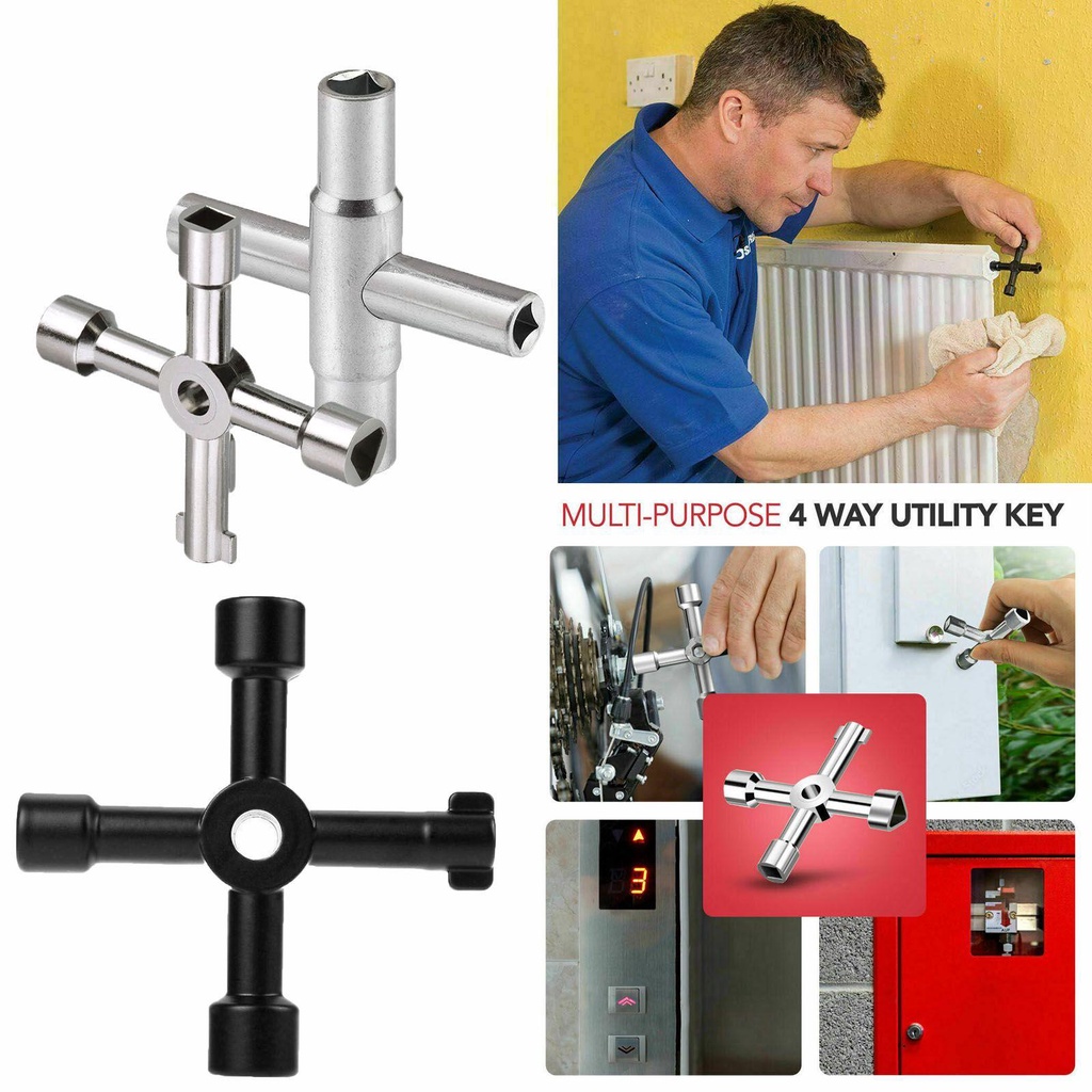 Nanas 4arah Utility Key Gas Listrik Elektrik Air Gas Box Radiator Berdarah Stop Keran Ayam Silver Hitam