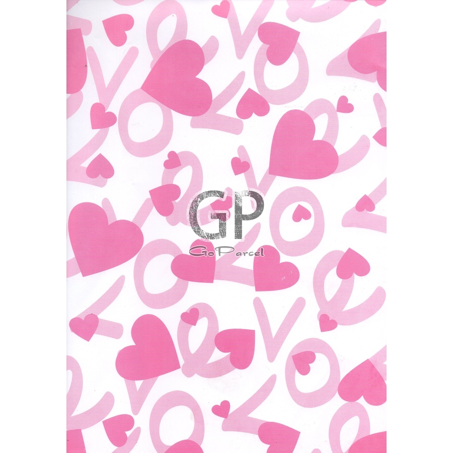 ( 5 Lembar ) KERTAS KADO SR GLOSY - GIFT WRAPPING PAPER LOVE VALENTINE HEART WEDDING ENGAGEMENT ROMANTIC HATI