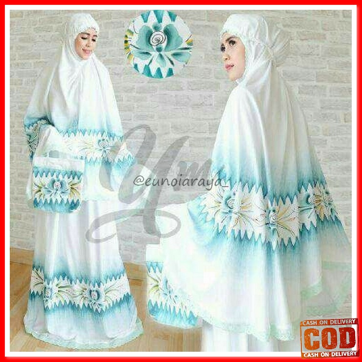 Mukena Rayon Premium Dewasa Polos Terbaru Sharla Semi Jumbo Putih WV652 Mukena Bali Lukis Jumbo