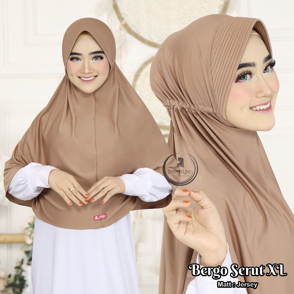 Bergo Serut XL Kerudung Instan Bergo Serut Hijab Bergo serut jersey Termurah Safa Hijab