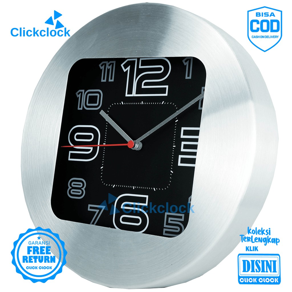 Jam Dinding Quartz Minimalis Silver Stainless 2710 Besar Hiasan Dinding Murah