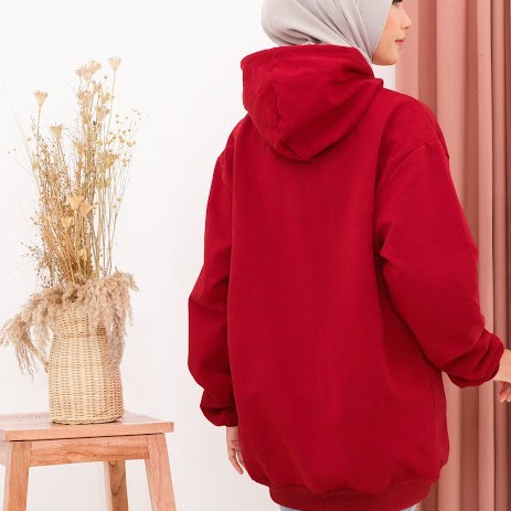 Sweater Hoodie Polos Oversize Jaket Pria Wanita Premium WARNA MAROON