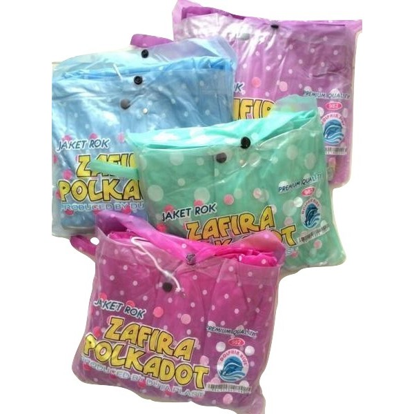 Jas Hujan Mantel Rok Polkadot Zafira Stelan / Setelan Perempuan Wanita