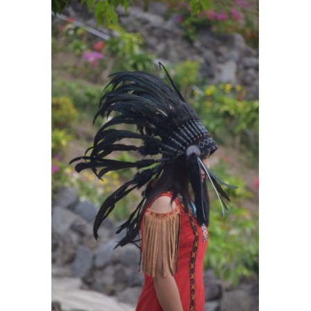 TOPI INDIAN - INDIAN HEADDRESS SMALL AYAM HITAM FULL