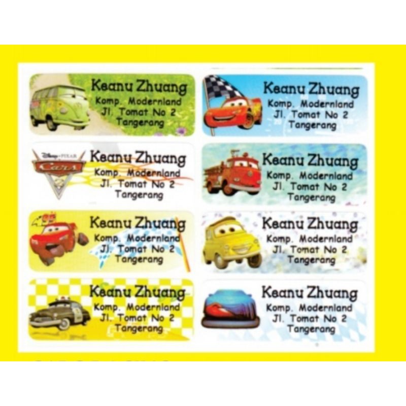 

CARS" Uk.L (42 pcs) Label Nama Waterproof