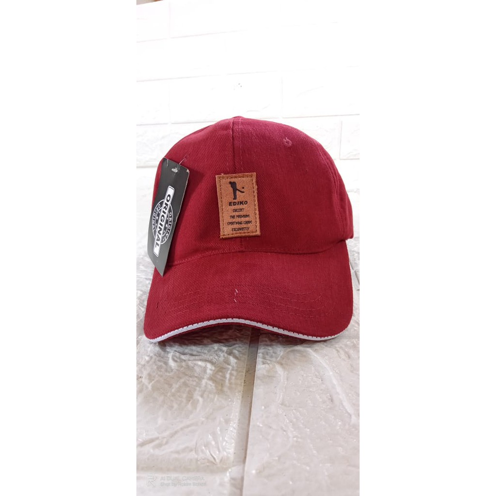Topi baseball ediko bahan rafel premium pengait cakop besi pria wanita-Ediko marun
