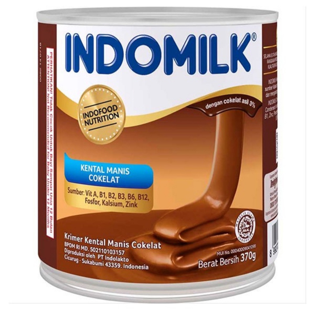 INDOMILK SUSU KENTAL MANIS PUTIH COKLAT SUSU KALENG INDOMILK 370 GRAM