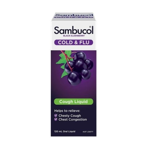 Sambucol Cold &amp; Flu Cough Liquid 120ml | Obat Batuk