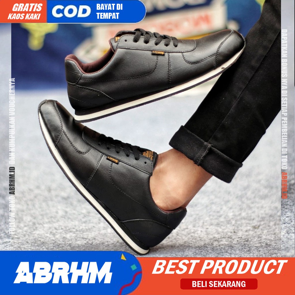 ABRHM X MORLY Sepatu Casual Sneakers Pria Sepatu Pria Casual Sneaker Kulit Asli Ori Cowo/Cowok Keren Sepatu Kasual Kerja Kuliah Gaya Santai Keren Kekinian Original Murah Terlaris