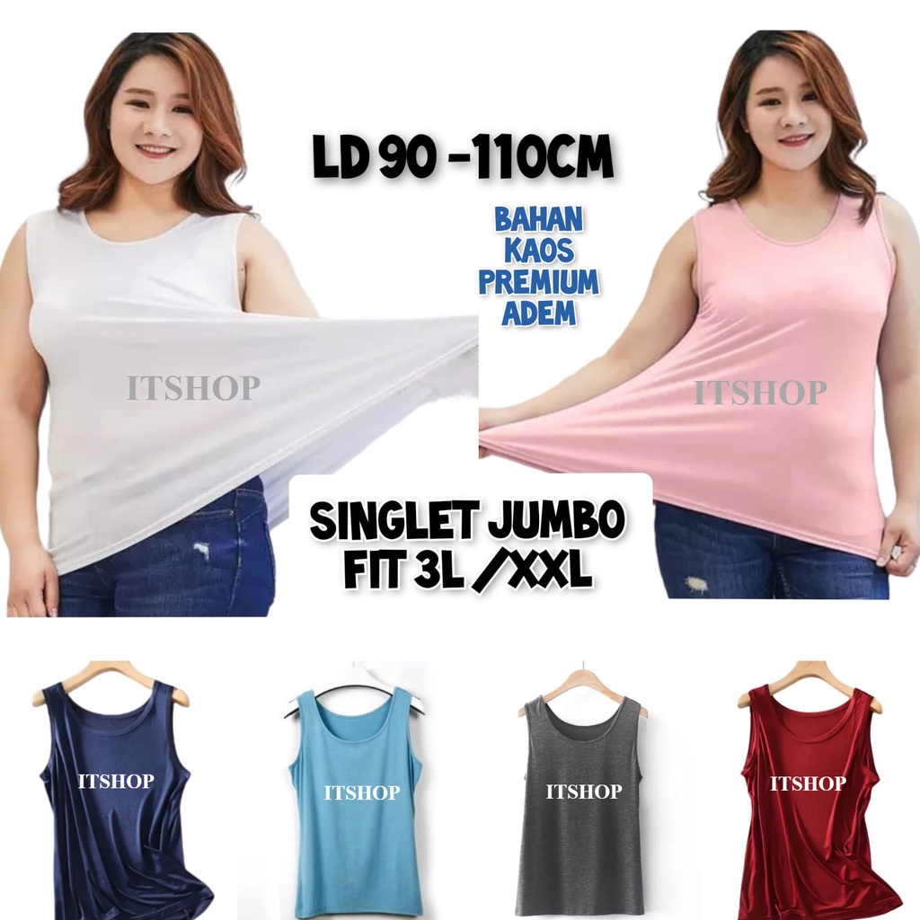 ITSHOPING - Tanktop Jumbo Tali Lebar Viorano Big Size Singlet Tengtop Wanita Jumbo Sexy Gym Bahan Adem Warna Polos