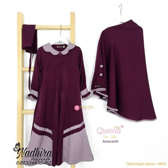 Set Qismina Kids Amaranth Nacita gamis anak syari  gamis anak cantik baju anak muslim niqob cadar sa