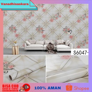 (BISA COD) Wallpaper Sticker Motif Bunga B-6047 - 6047-1