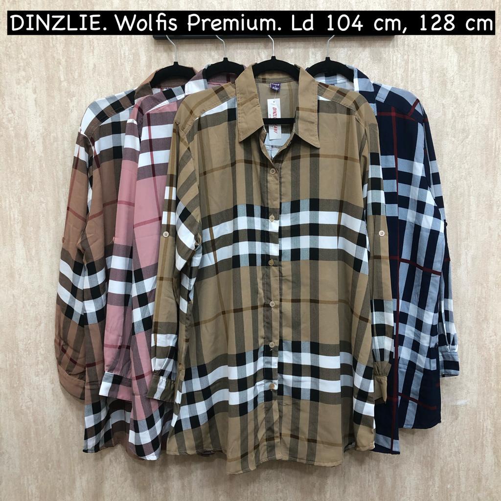 TOKODINZLIE KEMEJA WANITA LENGAN PANJANG MOTIF KOTAK KOTAK BAHAN WOLFIS