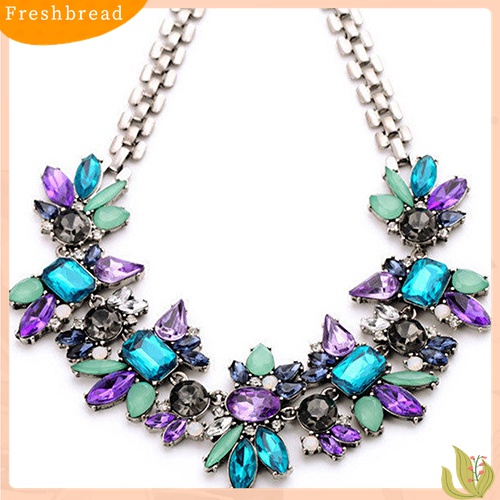 [TERLARIS]Women's Rhinestone Flower Cluster Bib Pendant Choker Chain Charm Pendant Necklace