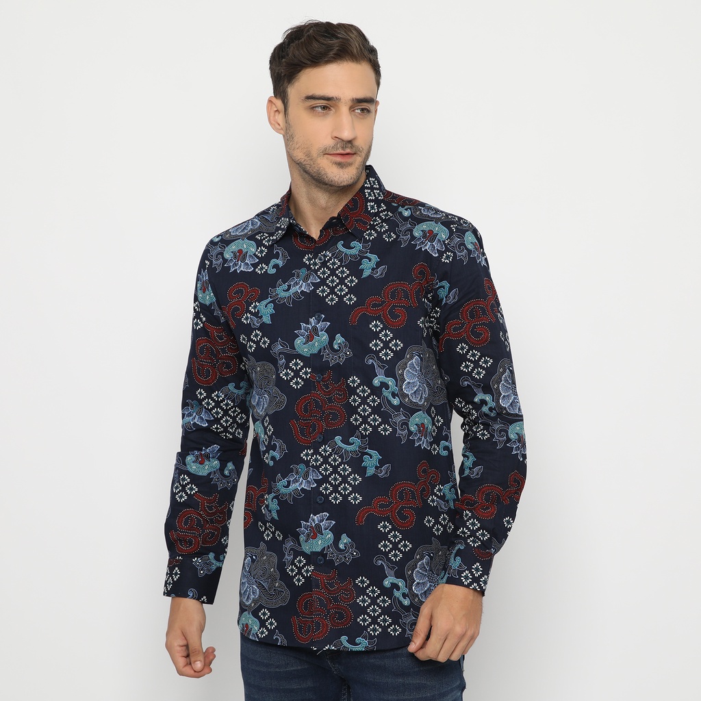 Platini Kemeja Batik Pria Lengan Panjang Navy 460560