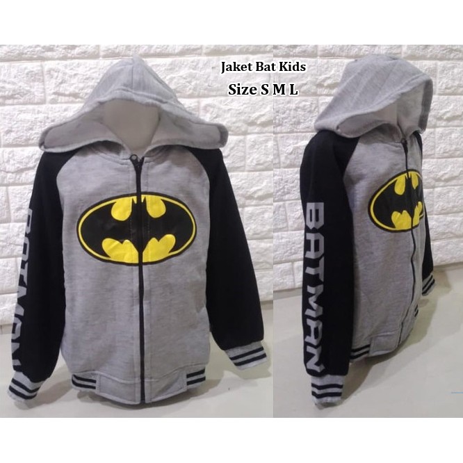 Jaket Kids Bat/Jaket Sleting ada Topi Hoodie Motif Kartun/Jaket Anak Lokal Murah/Sweater Outfit Anak