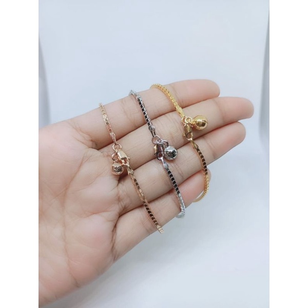 gelang milano kaca +1 bel silver925 / gelang tangan perak asli lapis emas - perhiasan perak asli lapis emas putih