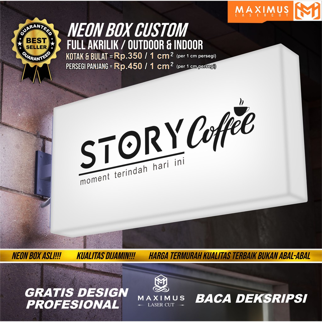 PROMO!! NEON BOX OUTDOOR Premium Custom 2 SISI | BULAT | KOTAK | OVAL