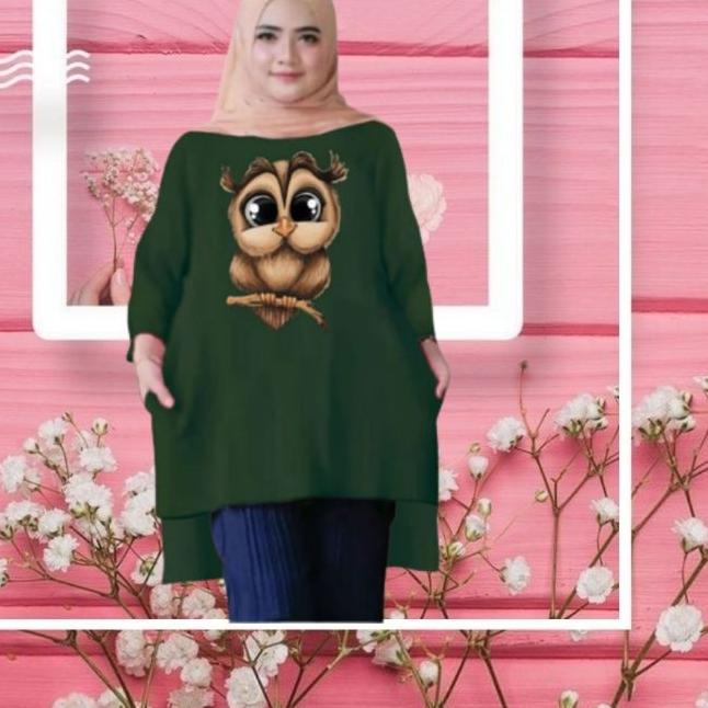 Tunik wanita Jumbo XXL LD 130 Cm Tangan 3/4 Bahan Kaos . Atasan Baju Tunik wanita Dewasa Big Size Te
