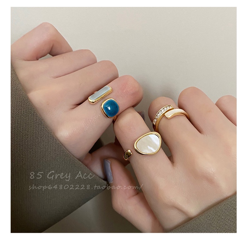 Retro fashion colorful drop glaze open ring Cincin Jari Telunjuk Sastra