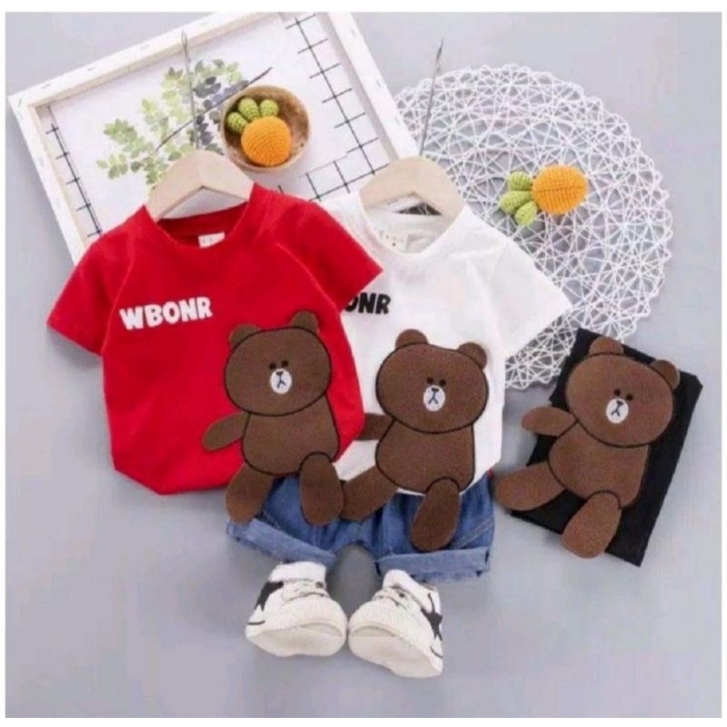 SETELAN KAOS ANAK / SET KAOS ANAK LAKILAKI POLO BEAR 1-5 THN