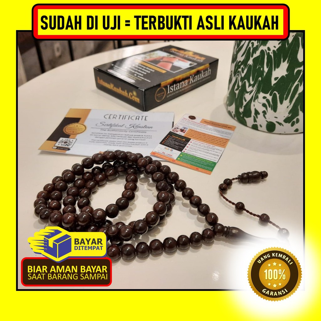 DIJAMIN TASBIH KAUKAH 8MM, TASBIH KAUKAH 8MM HITAM Istana Kaukah Asli