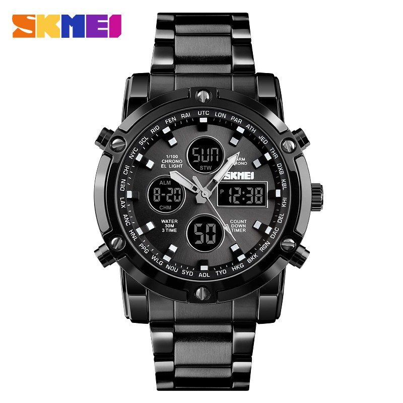 SKMEI 1389 Jam Tangan Watch Pria Digital Analog Stainless Steel