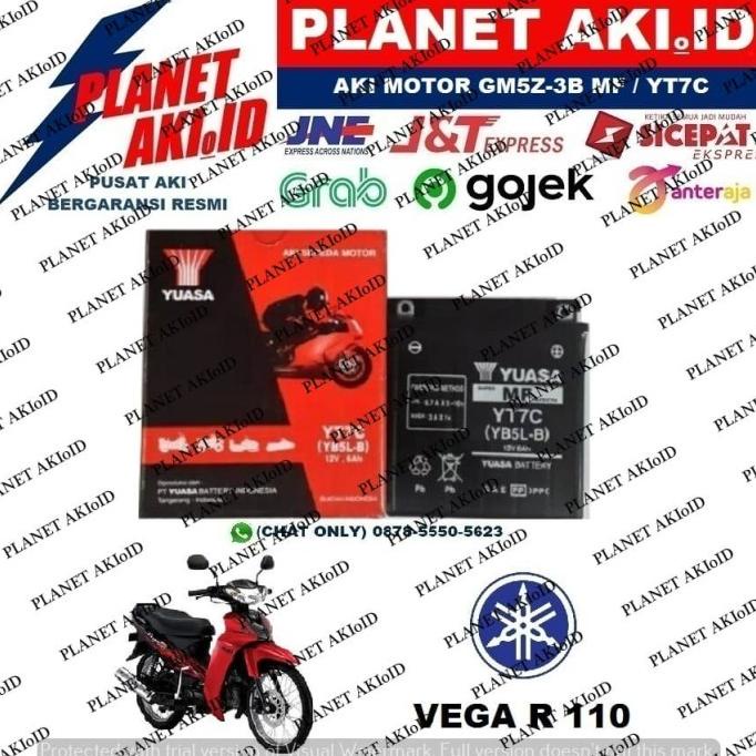 Aki Motor Yamaha Vega R 110 YT7C YUASA Accu Kering MF planeta76 Murah