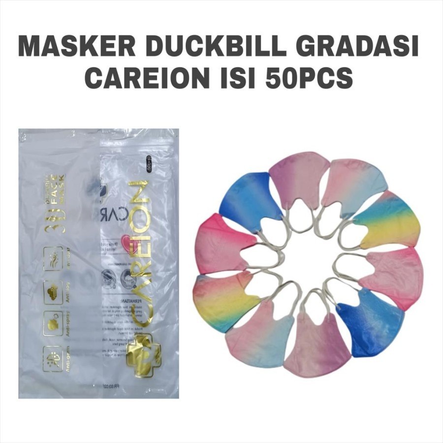 Masker Duckbill Gradasi Careion Masker Duck bill Careion Warna Gradasi 3d Face Mask - Duckbill Gradasi isi 50 Pcs