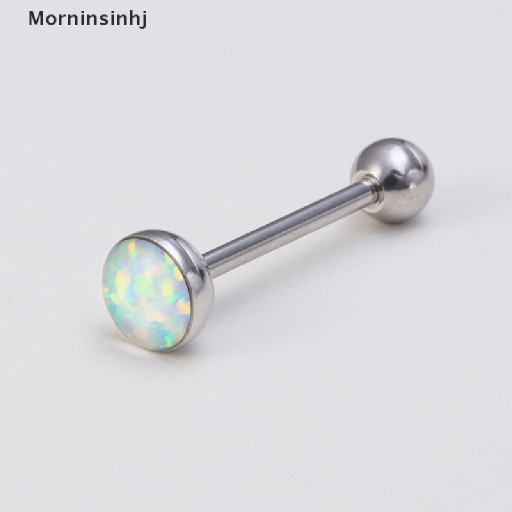 1 Pc Cincin Tindik Lidah Bentuk Barbells Helix 14G Bahan Stainless Steel Gaya Punk Untuk Wanita