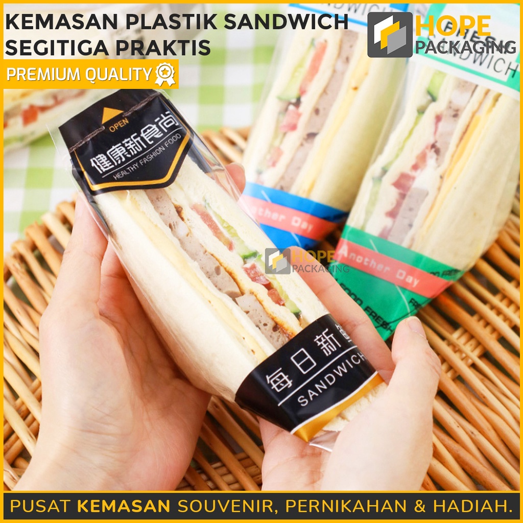 [Harga / 20 pcs] Kemasan Plastik Sandwich Segitiga Praktis / Plastik Roti Sandwich / Plastik Wrap Roti / Sandwich Bentuk Segitiga