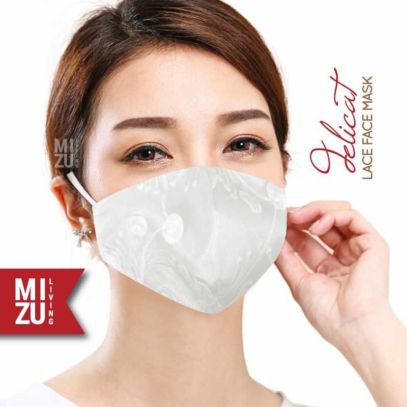 [SALE] MIZU DELICAT Lace Face Mask Embroidery Masker Renda Kain Organza Bordir 3Ply Cuci REUSABLE